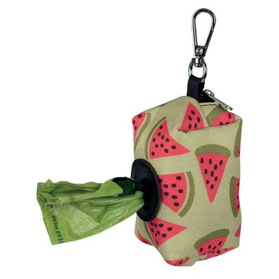 Porte sac à déjections avec motifs pastèques rose ou rouge